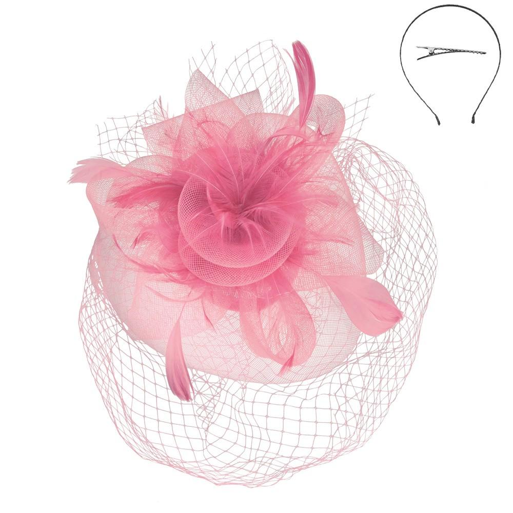 1920s Veil Fascinator in Pink