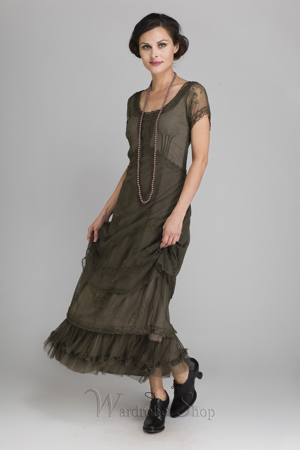 Victorian Dress in Olive