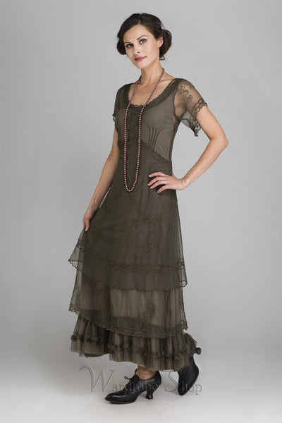 Victorian Dress in Olive