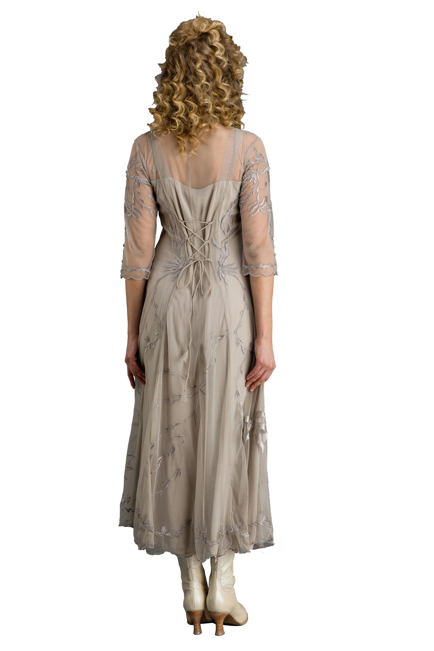 Elizabeth Vintage Style Wedding Gown in Silver/Grey by Nataya