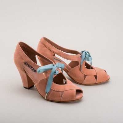 Cora 1940s Sandals in Coral by Royal Vintage Shoes