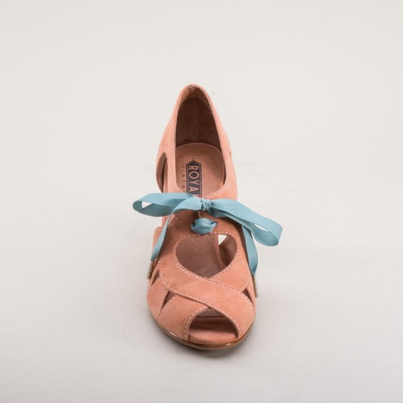 Cora 1940s Sandals in Coral by Royal Vintage Shoes