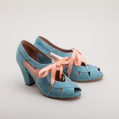 Cora 1940s Sandals in Teal by Royal Vintage Shoes