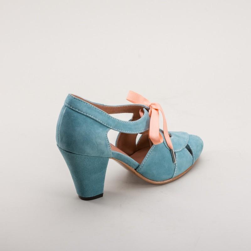 Cora 1940s Sandals in Teal by Royal Vintage Shoes