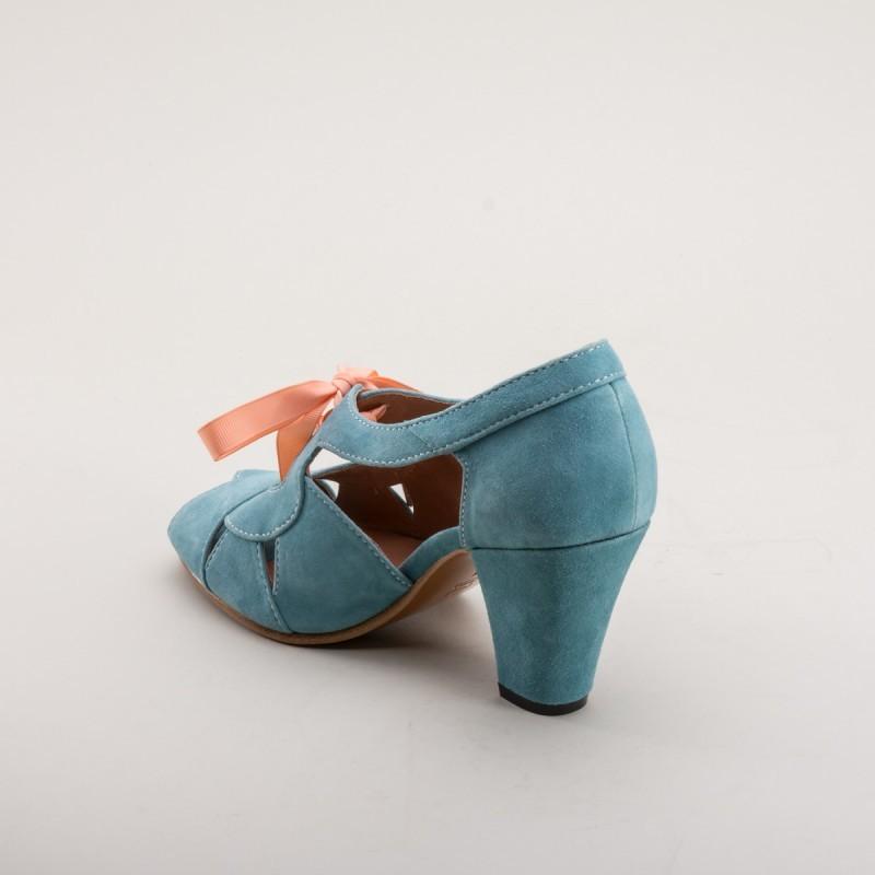 Cora 1940s Sandals in Teal - SOLD OUT