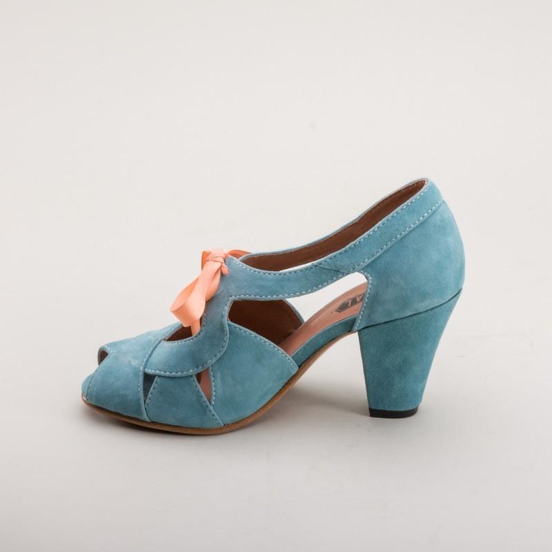 Cora 1940s Sandals in Teal by Royal Vintage Shoes