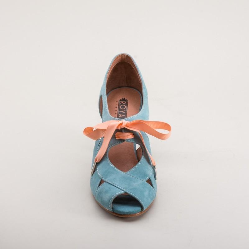 Cora 1940s Sandals in Teal by Royal Vintage Shoes