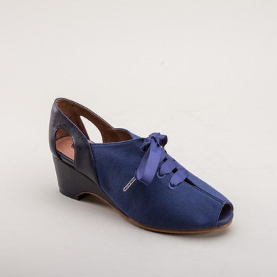 Daphne Retro Wedge Sandals in Navy by Royal Vintage Shoes