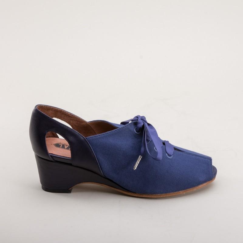 Daphne Retro Wedge Sandals in Navy by Royal Vintage Shoes