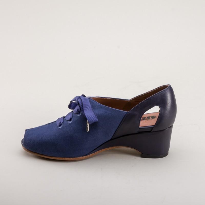 Daphne Retro Wedge Sandals in Navy by Royal Vintage Shoes