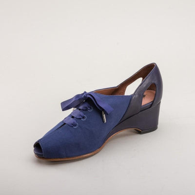 Daphne Retro Wedge Sandals in Navy by Royal Vintage Shoes