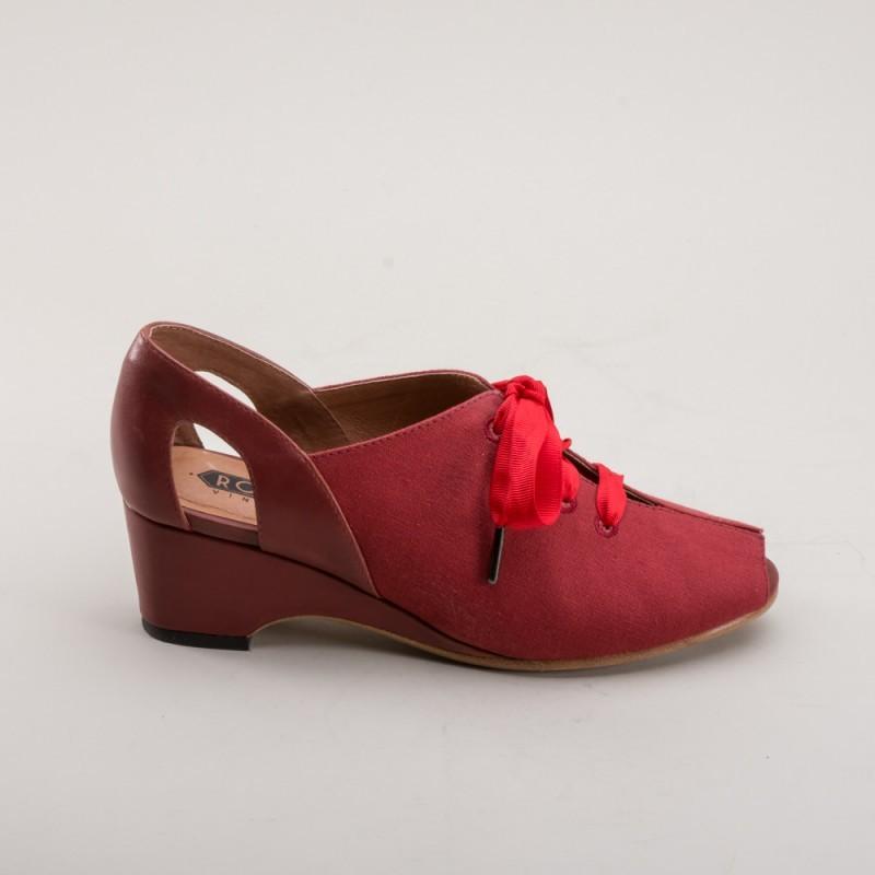 Daphne Retro Wedge Sandals in Red by Royal Vintage Shoes