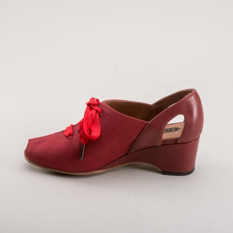 Daphne Retro Wedge Sandals in Red by Royal Vintage Shoes