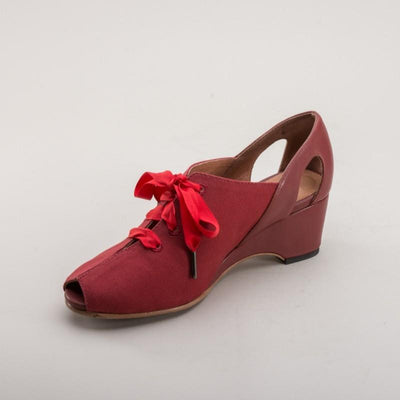 Daphne Retro Wedge Sandals in Red by Royal Vintage Shoes