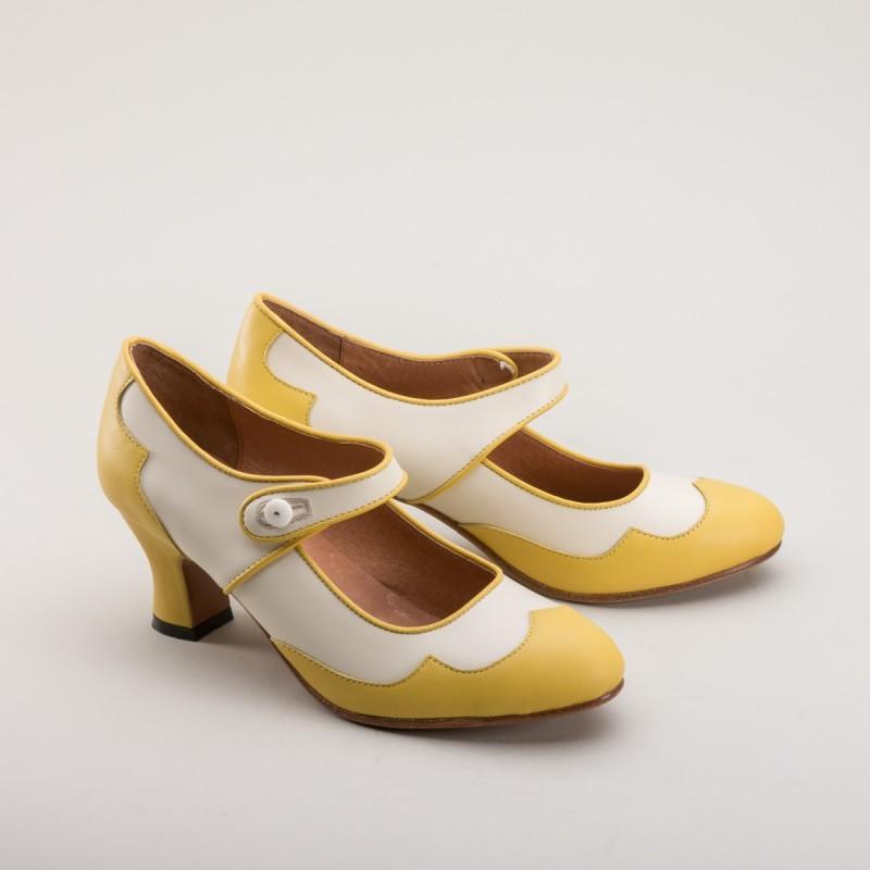 Lillian Retro Shoes in Yellow by Royal Vintage Shoes