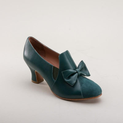 Maria Retro Bow Pumps in Green by Royal Vintage Shoes