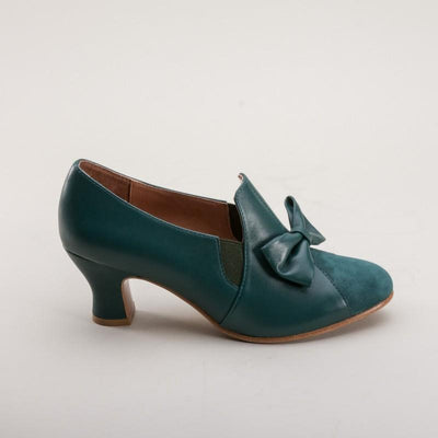 Maria Retro Bow Pumps in Green by Royal Vintage Shoes
