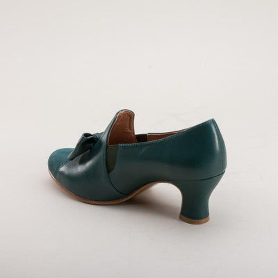 Maria Retro Bow Pumps in Green by Royal Vintage Shoes