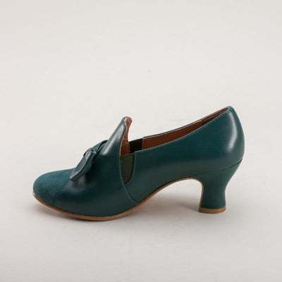 Maria Retro Bow Pumps in Green by Royal Vintage Shoes