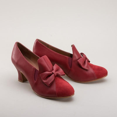 Maria Retro Bow Pumps in Red by Royal Vintage Shoes