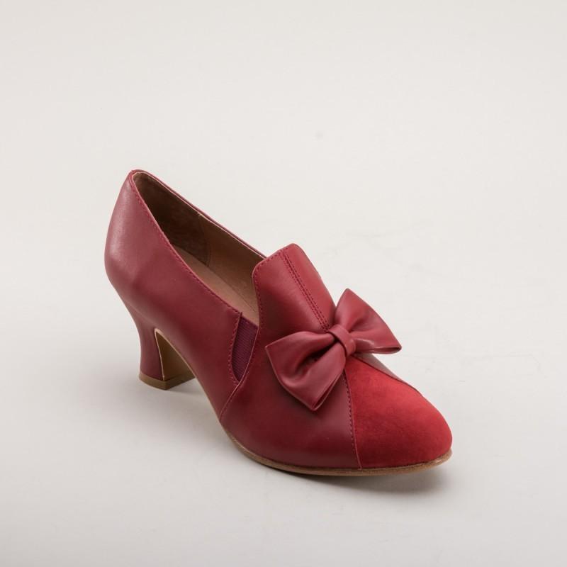 Maria Retro Bow Pumps in Red by Royal Vintage Shoes