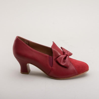 Maria Retro Bow Pumps in Red by Royal Vintage Shoes