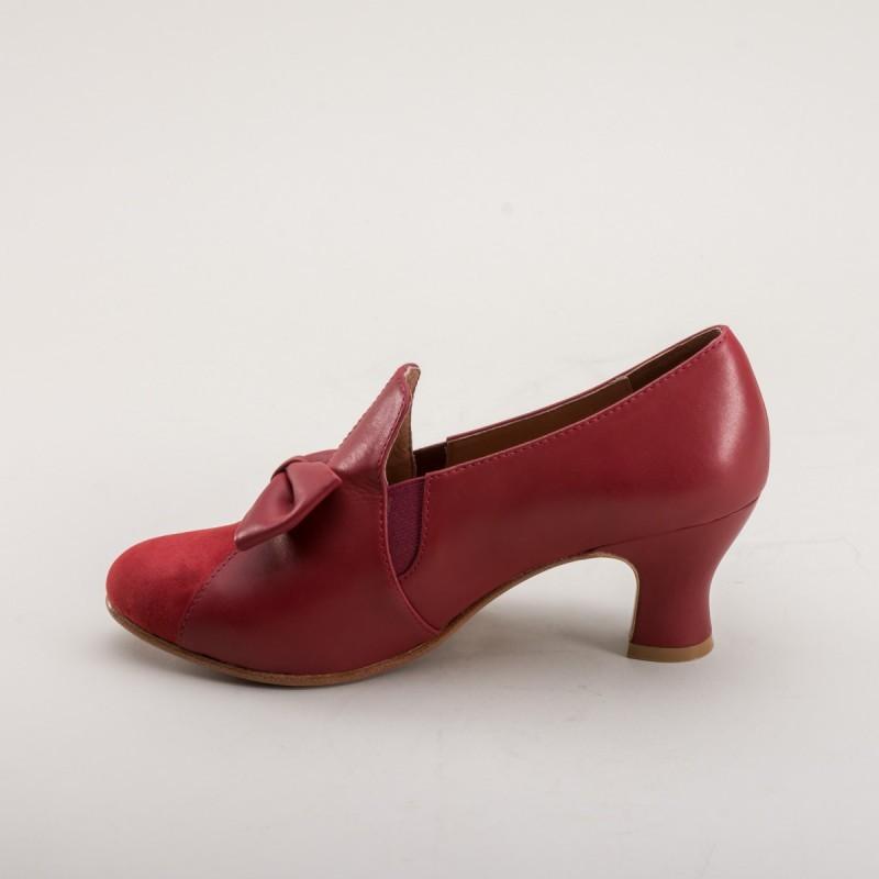 Maria Retro Bow Pumps in Red by Royal Vintage Shoes