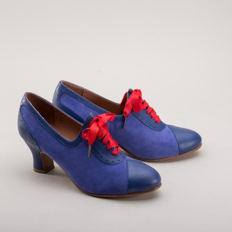 Poppy Retro Oxfords in Blue by Royal Vintage Shoes