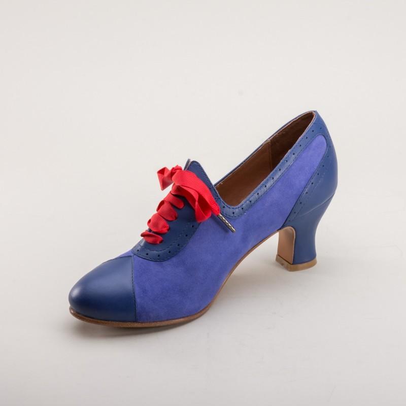 Poppy Retro Oxfords in Blue by Royal Vintage Shoes