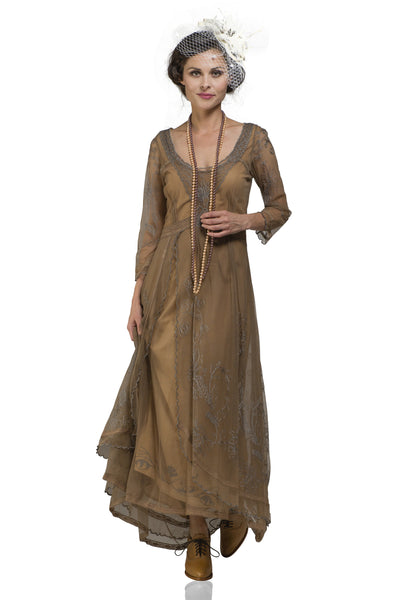 Downton Abbey Tea Party Gown in Antique Silver by Nataya