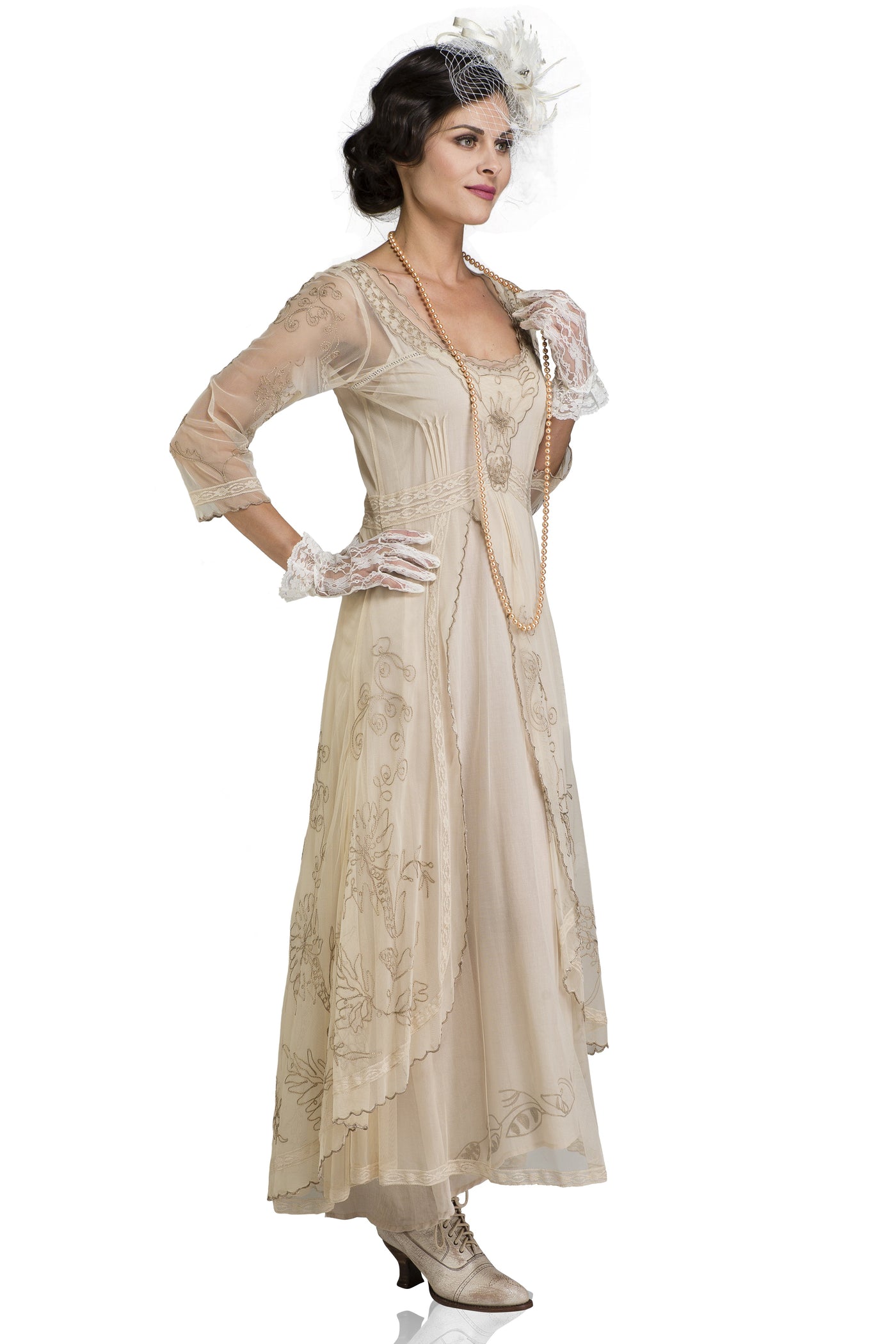 Downton Abbey Tea Party Gown 40163 in Pearl by Nataya