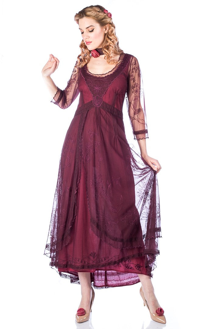 Downton Abbey Tea Party Gown 40163 in Ruby by Nataya