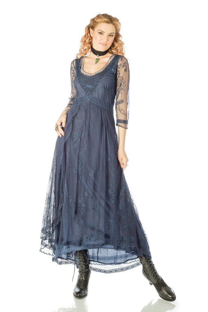 Downton Abbey Tea Party Gown 40163 in Royal Blue by Nataya