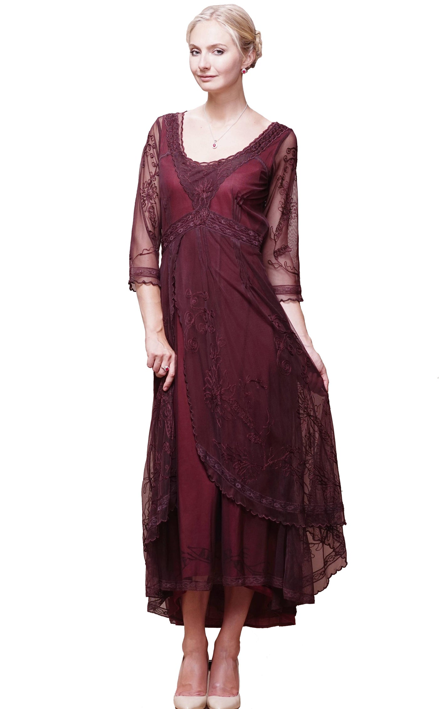 Downton Abbey Tea Party Gown 40163 in Ruby by Nataya