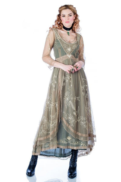 Victorian Dress in Sage