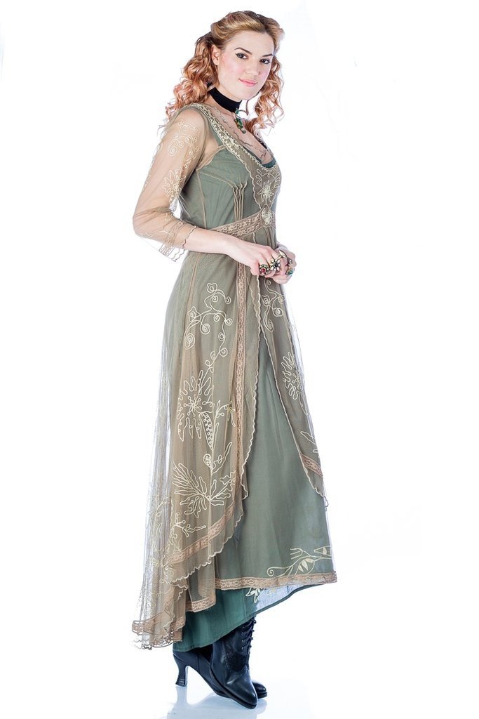 Victorian Dress in Sage