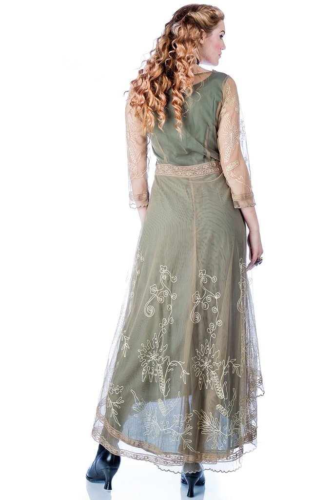 Victorian Dress in Sage