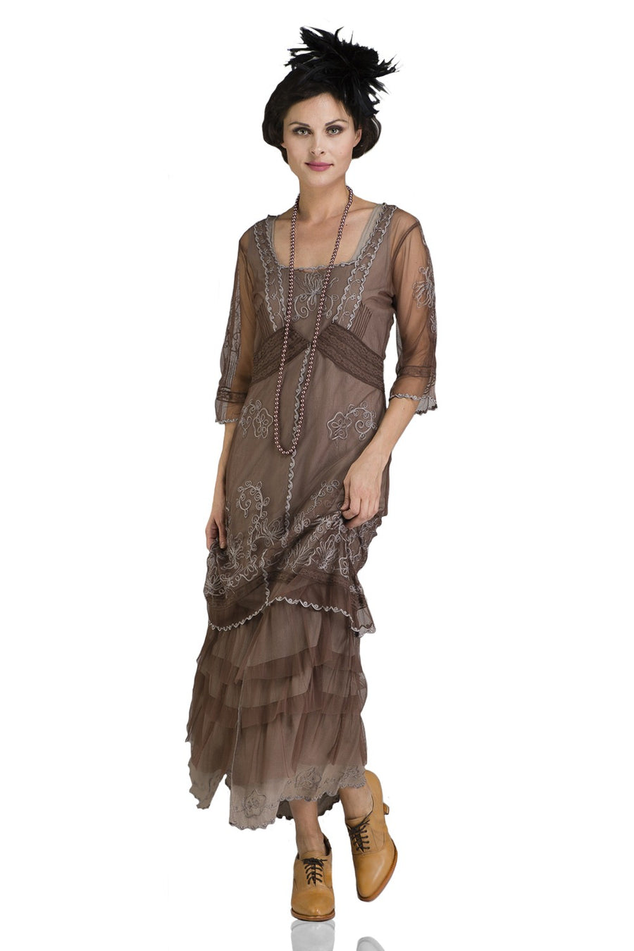 Titanic Tea Length Dress in Ash/Chocolate
