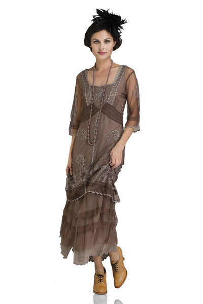 Titanic Tea Length Dress in Ash/Chocolate