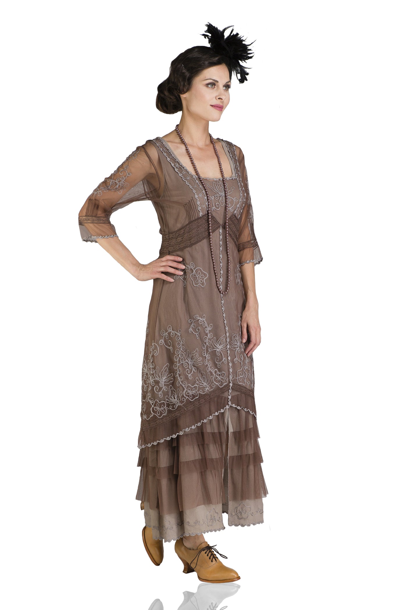 Titanic Tea Length Dress in Ash/Chocolate