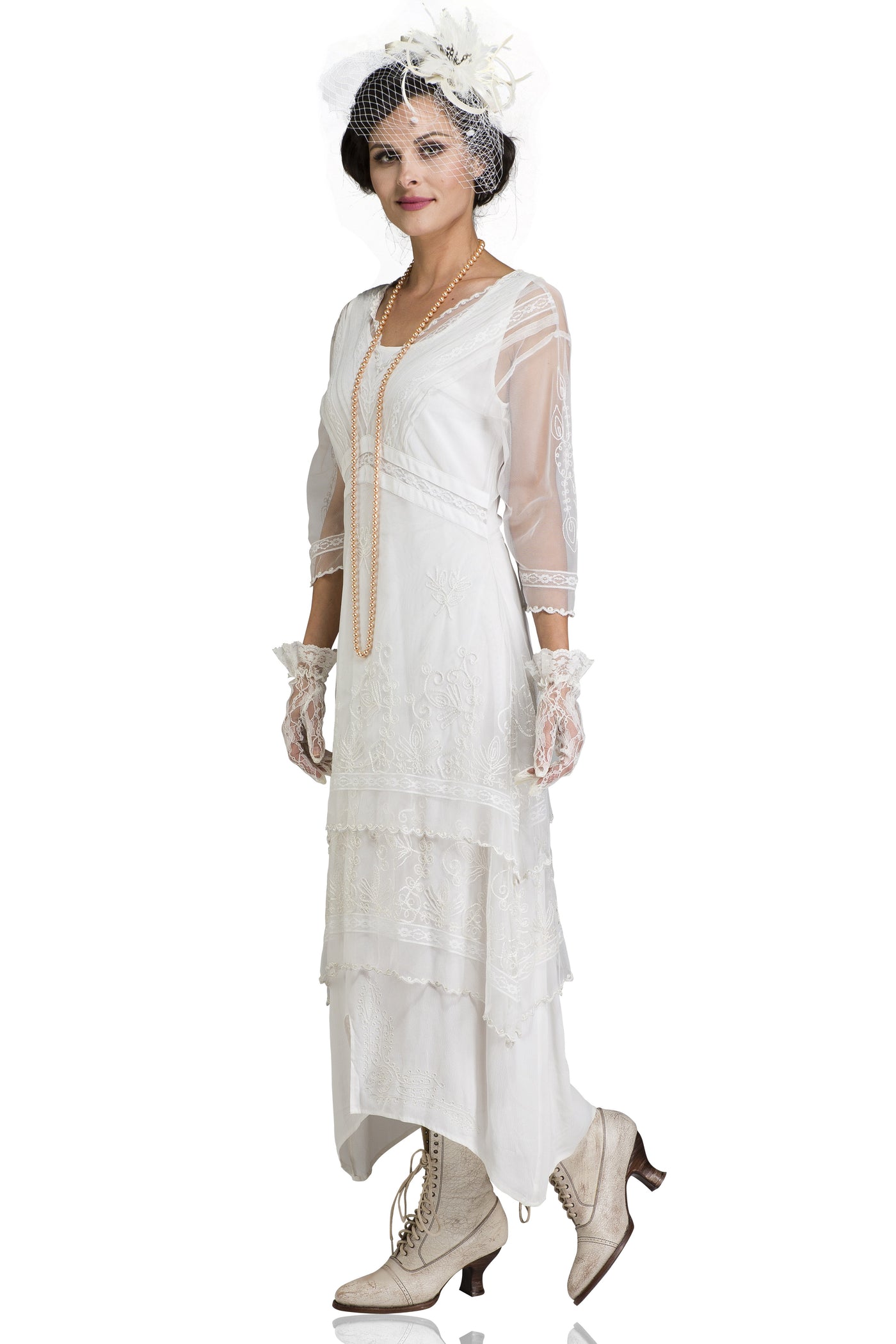 5901 Vintage Titanic Tea Party Dress in Ivory by Nataya