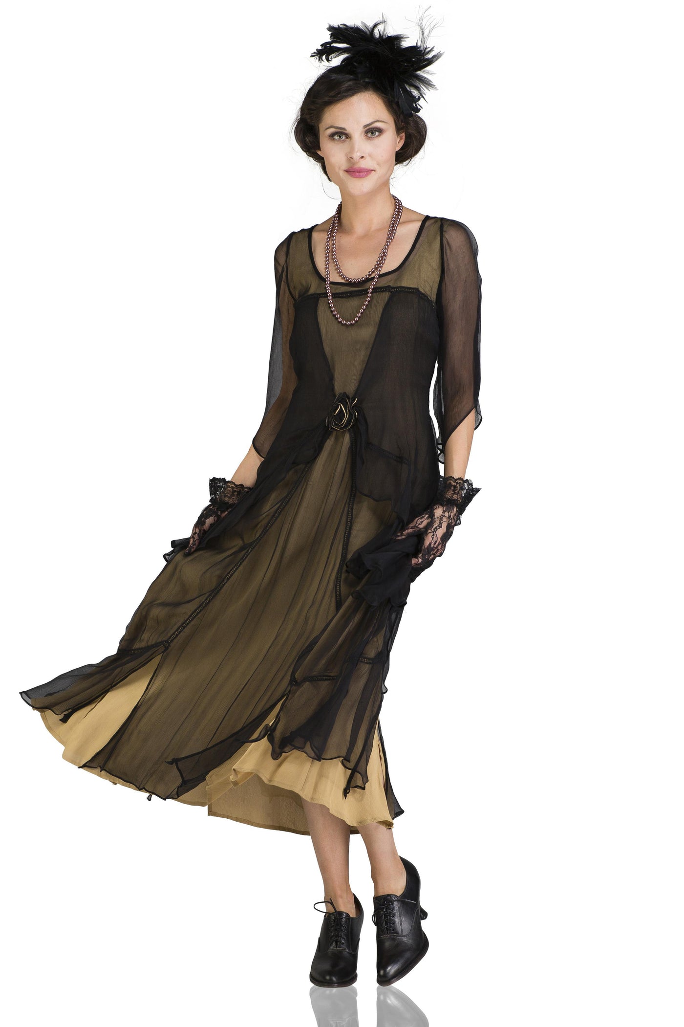 Great Gatsby Party Dress in Black Gold by Nataya - SALE