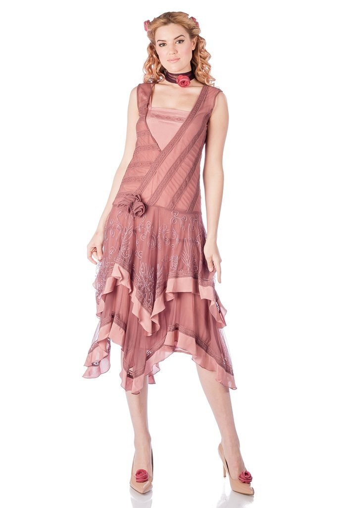 Charly Flapper Style Dress 40819 in Mauve by Nataya