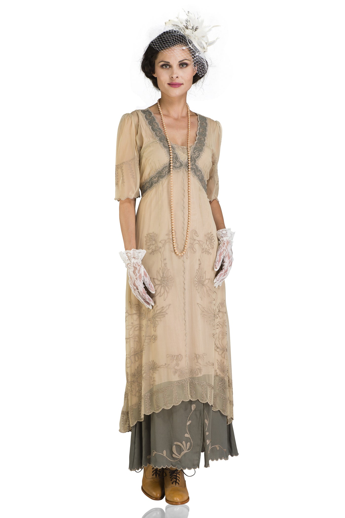 40007 New Vintage Titanic Tea Party Dress in Sage by Nataya