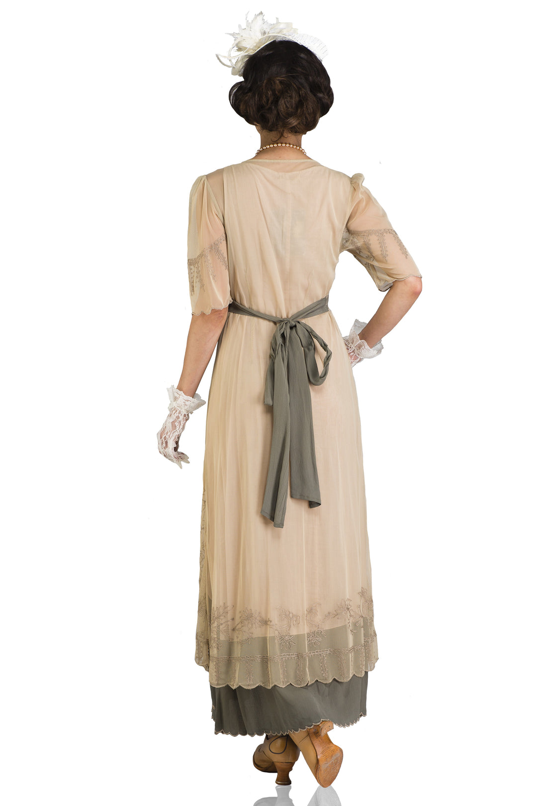 strapless open back dress 40007 New Vintage Titanic Dress in Sage – WardrobeShop