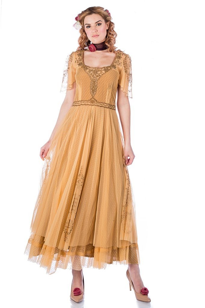 Alice Vintage Style Dress 40815 in Gold by Nataya