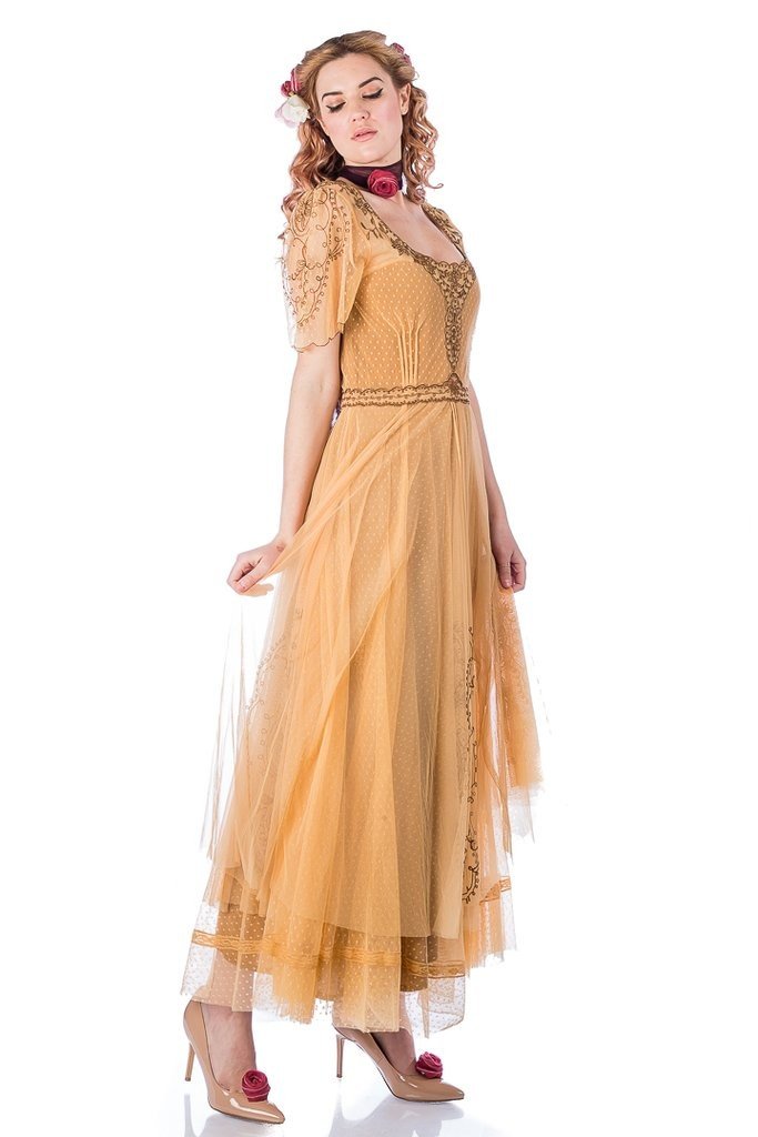 Alice Vintage Style Dress in Gold by Nataya