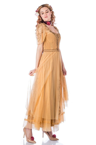 Alice Vintage Style Dress in Gold by Nataya