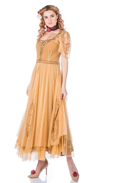 Alice Vintage Style Dress in Gold by Nataya