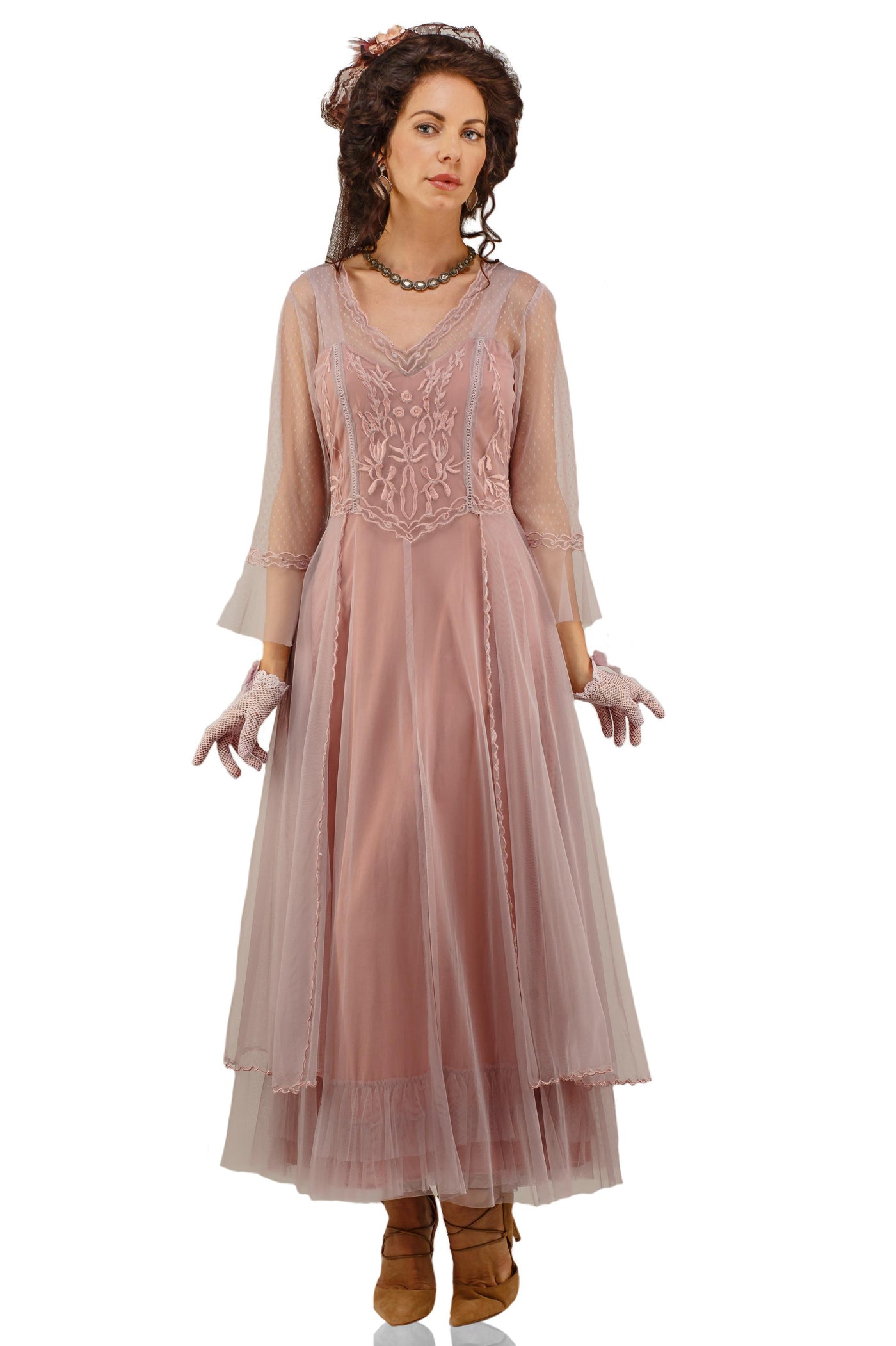 Vivian Vintage Style Wedding Gown in Mauve by Nataya - SALE